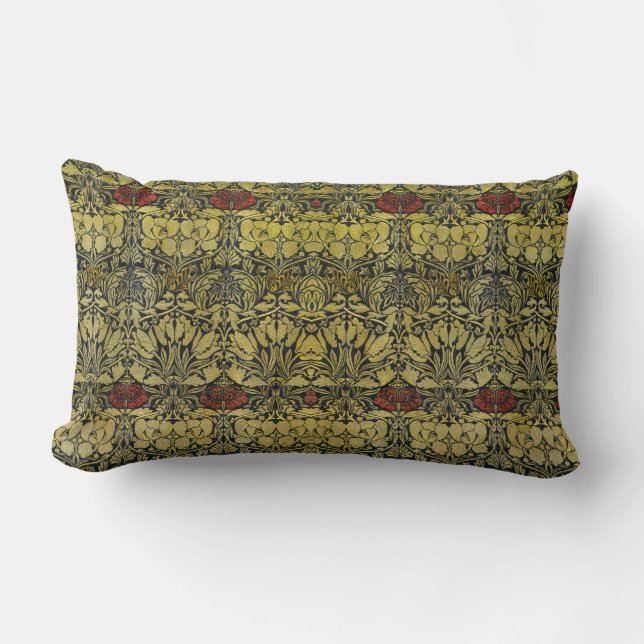 William Morris Gouden Tulp Roos Vintage Behang Kussen (Voorkant)