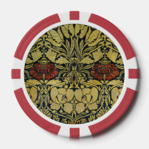 William Morris Gouden Tulp Roos Vintage Behang Poker Chips
