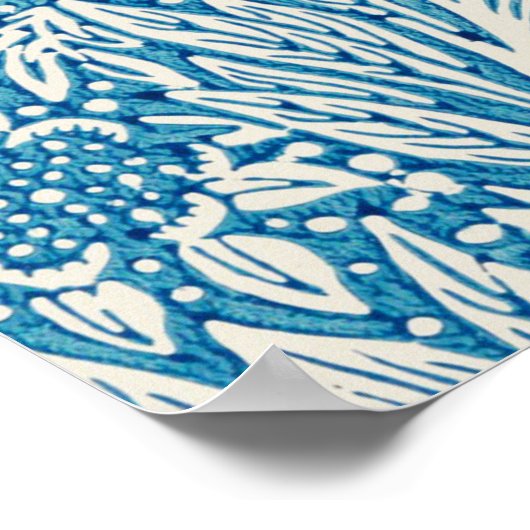 William Morris goudsbloem blauw patroon Poster (Hoek)