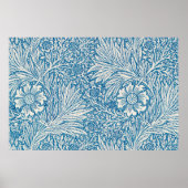 William Morris goudsbloem blauw patroon Poster (Voorkant)