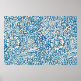 William Morris goudsbloem blauw patroon Poster