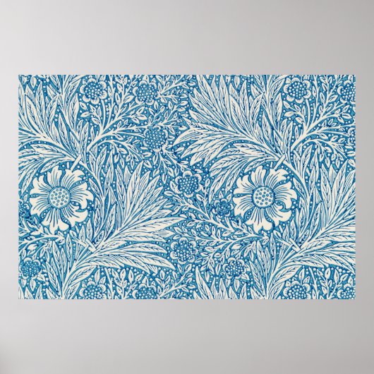 William Morris goudsbloem blauw patroon Poster (Voorkant)