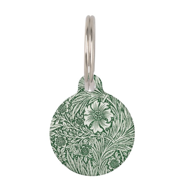 william morris goudsbloem groen bloem huisdierpenning (Voorkant)