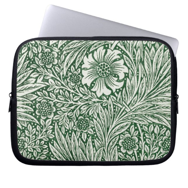 william morris goudsbloem groen bloem laptop sleeve (Voorkant)
