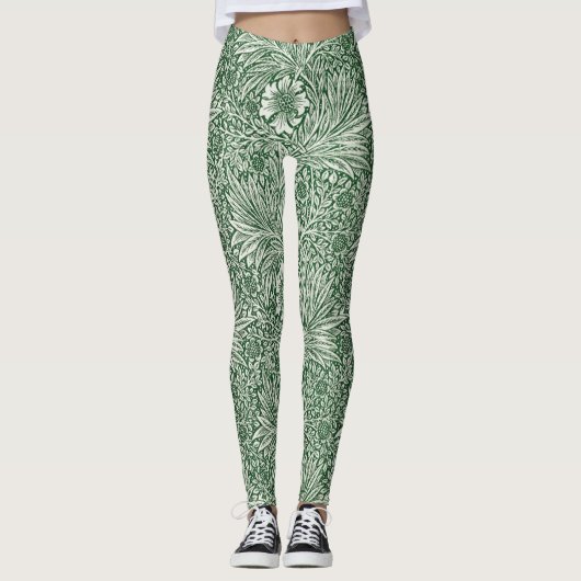 william morris goudsbloem groen bloem leggings (Voorkant)