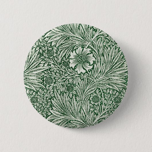 william morris goudsbloem groen bloem ronde button 5,7 cm (Voorkant)