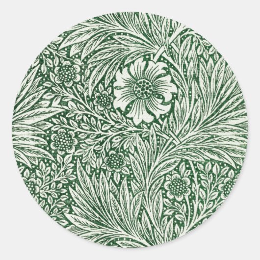 william morris goudsbloem groen bloem ronde sticker (Voorkant)