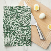 william morris goudsbloem groen bloem theedoek (Quarter Fold)