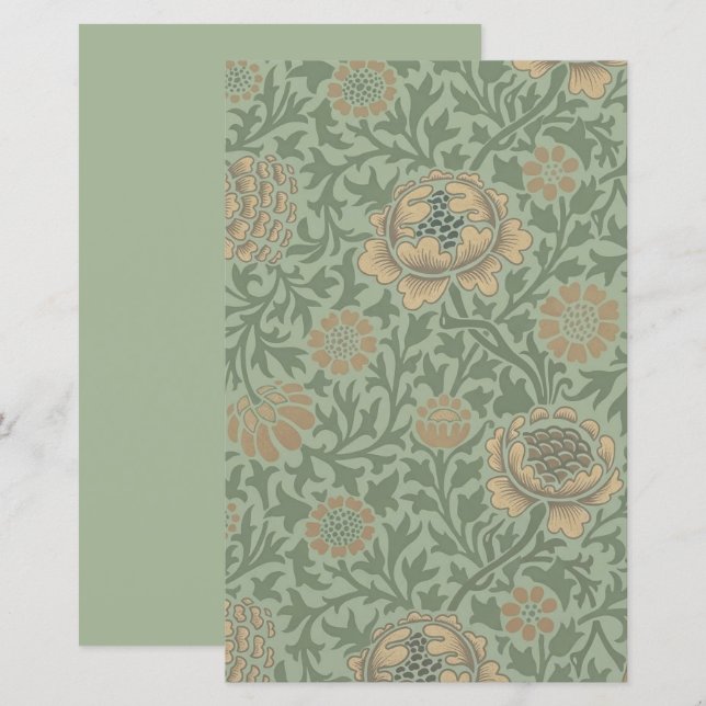 William Morris Grafton bloempatroon saliegroen  (Voorkant / Achterkant)