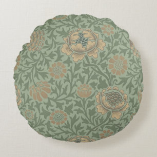 William Morris Grafton bloempatroon saliegroen  Rond Kussen