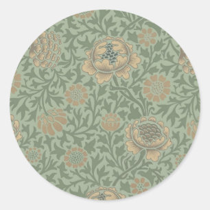 William Morris Grafton bloempatroon saliegroen  Ronde Sticker
