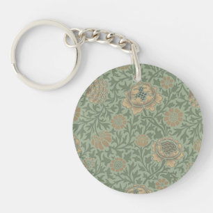 William Morris Grafton bloempatroon saliegroen  Sleutelhanger