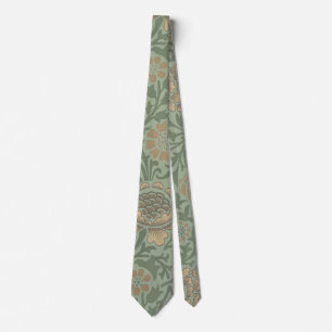 William Morris Grafton bloempatroon saliegroen Stropdas