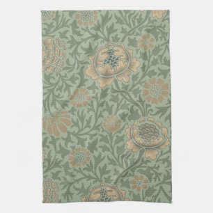 William Morris Grafton bloempatroon saliegroen  Theedoek