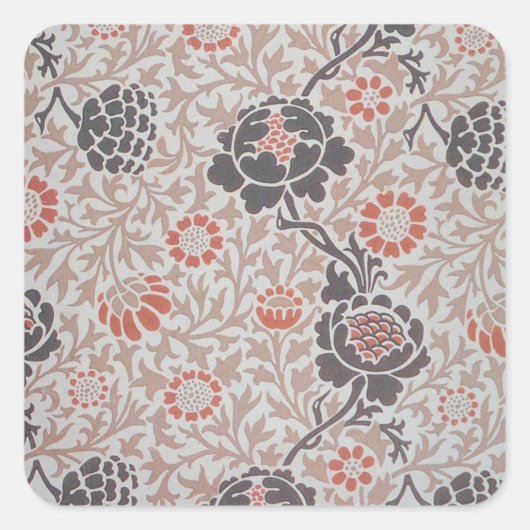 William Morris Grafton Botanic Art Design Vierkante Sticker (Voorkant)