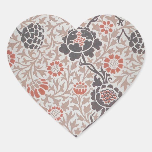 William Morris Grafton Botanische Kunst Design Hart Sticker (Voorkant)