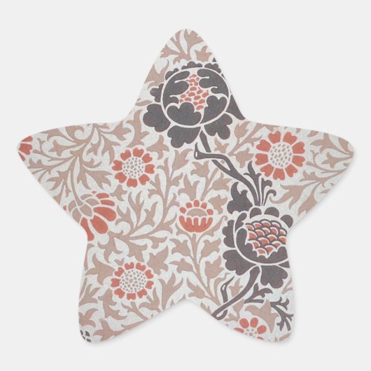 William Morris Grafton Botanische Kunst Design Ster Sticker (Voorkant)