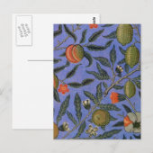 William Morris Granaatappel Blauw Kleurrijk Behang Briefkaart (Voorkant / Achterkant)