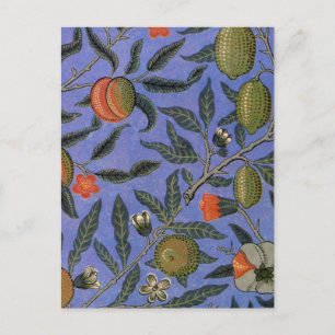 William Morris Granaatappel Blauw Kleurrijk Behang Briefkaart