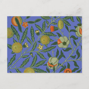 William Morris Granaatappel Blauw Kleurrijk Behang Briefkaart