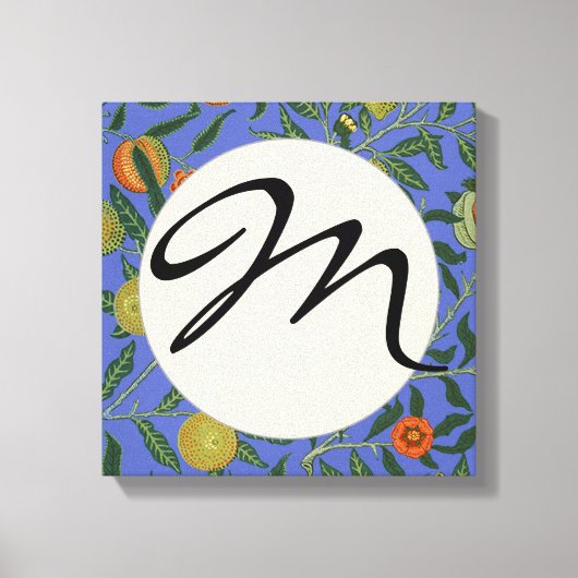 William Morris Granaatappel Blauw Kleurrijk Behang Canvas Afdruk (Voorkant)