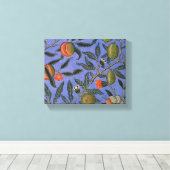 William Morris Granaatappel Blauw Kleurrijk Behang Canvas Afdruk (Insitu (Houten vloer))