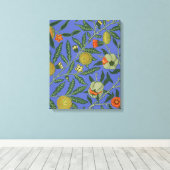 William Morris Granaatappel Blauw Kleurrijk Behang Canvas Afdruk (Insitu (Houten vloer))