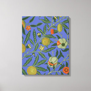William Morris Granaatappel Blauw Kleurrijk Behang Canvas Afdruk