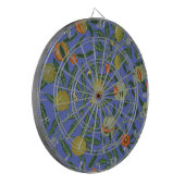 William Morris Granaatappel Blauw Kleurrijk Behang Dartbord (Voorkant Links)