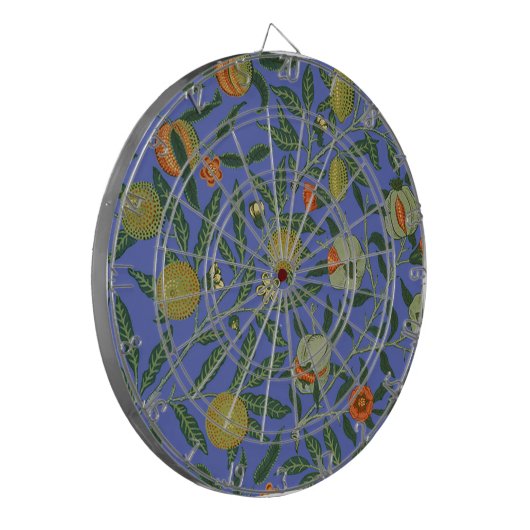 William Morris Granaatappel Blauw Kleurrijk Behang Dartbord (Voorkant Links)