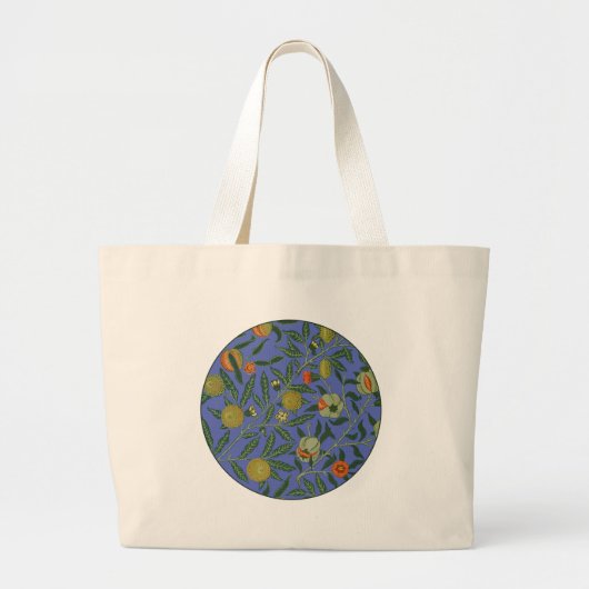 William Morris Granaatappel Blauw Kleurrijk Behang Grote Tote Bag (Voorkant)