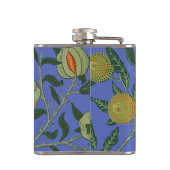 William Morris Granaatappel Blauw Kleurrijk Behang Heupfles (Achterkant)