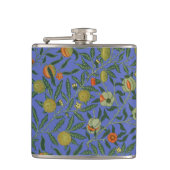 William Morris Granaatappel Blauw Kleurrijk Behang Heupfles (Voorkant)