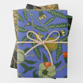 William Morris Granaatappel Blauw Kleurrijk Behang Inpakpapier Vel (In situ)