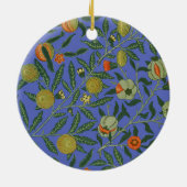 William Morris Granaatappel Blauw Kleurrijk Behang Keramisch Ornament (Achterkant)