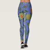 William Morris Granaatappel Blauw Kleurrijk Behang Leggings (Achterkant)