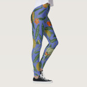 William Morris Granaatappel Blauw Kleurrijk Behang Leggings (Rechts)