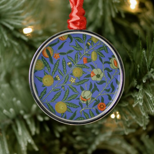 William Morris Granaatappel Blauw Kleurrijk Behang Metalen Ornament (Boom)