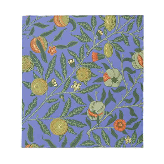 William Morris Granaatappel Blauw Kleurrijk Behang Notitieblok (Voorkant)