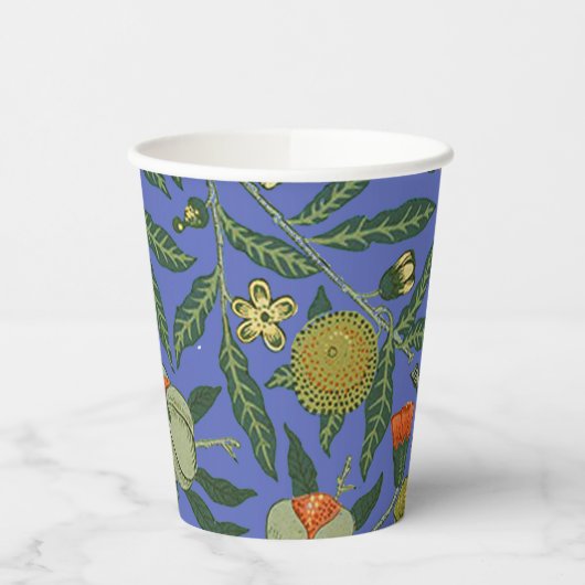 William Morris Granaatappel Blauw Kleurrijk Behang Papieren Bekers (Links)