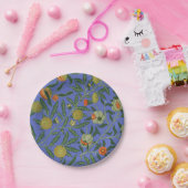 William Morris Granaatappel Blauw Kleurrijk Behang Papieren Bordje (Feest)