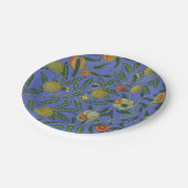 William Morris Granaatappel Blauw Kleurrijk Behang Papieren Bordje (Gekanteld)