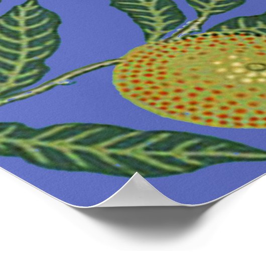 William Morris Granaatappel Blauw Kleurrijk Behang Poster (Hoek)