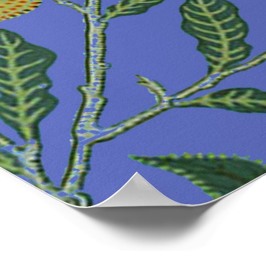 William Morris Granaatappel Blauw Kleurrijk Behang Poster (Hoek)