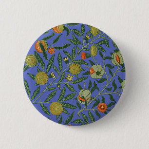 William Morris Granaatappel Blauw Kleurrijk Behang Ronde Button 5,7 Cm