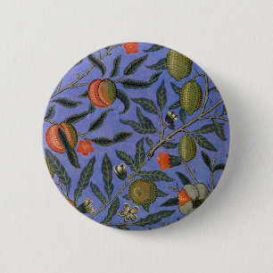 William Morris Granaatappel Blauw Kleurrijk Behang Ronde Button 5,7 Cm