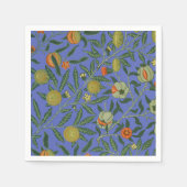 William Morris Granaatappel Blauw Kleurrijk Behang Servetten (Voorkant)