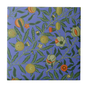 William Morris Granaatappel Blauw Kleurrijk Behang Tegeltje