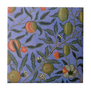 William Morris Granaatappel Blauw Kleurrijk Behang Tegeltje