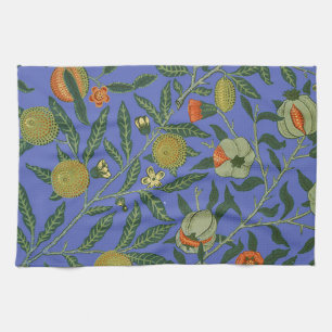 William Morris Granaatappel Blauw Kleurrijk Behang Theedoek